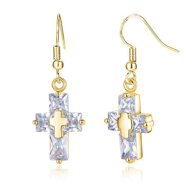 Transparent Cross Necklace and Earrings - Executive-Skincare