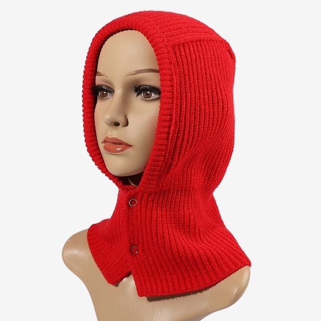 Women's Knitted Balaclava Collar Bonnet - Executive-Skincare