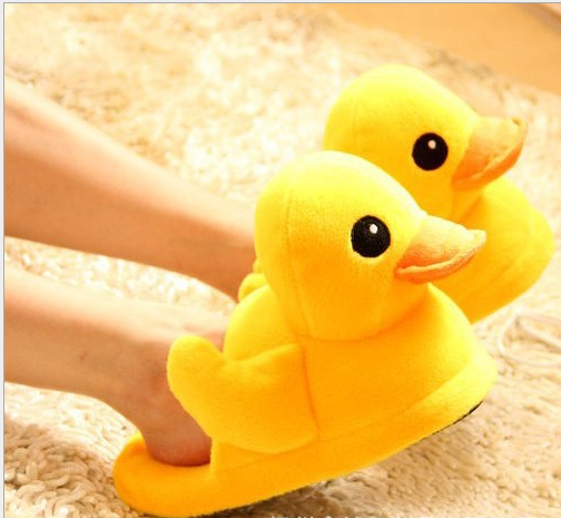 Winter Women Warm Indoor Slippers Ladies Fashion Cute Yellow Duck - Executive-Skincare