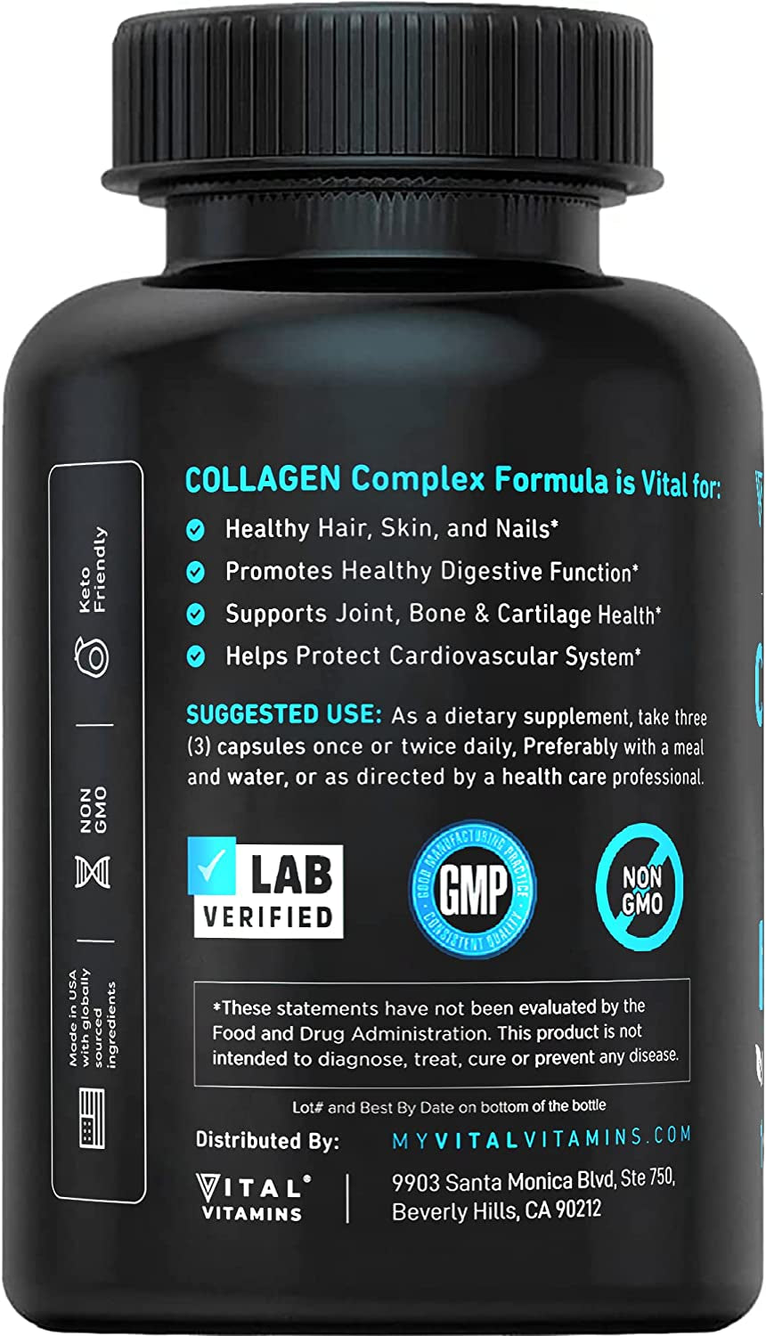 Multi Collagen Complex - Type I, II, III, V, X, Grass Fed, Non-Gmo, 150 Capsules