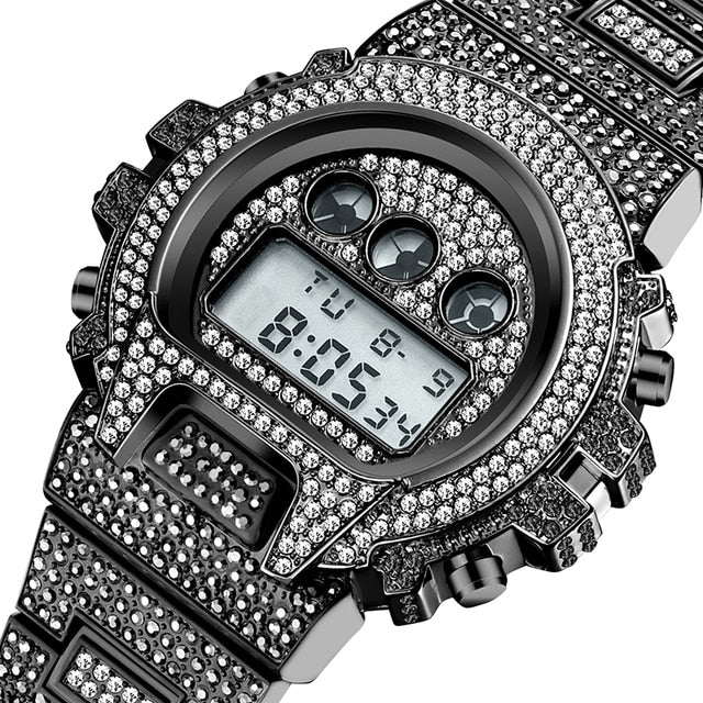 Ladies Digital Diamond Quartz Wristwatches - Executive-Skincare