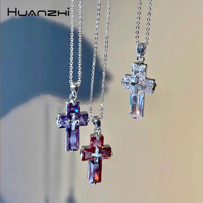 Transparent Cross Necklace and Earrings - Executive-Skincare