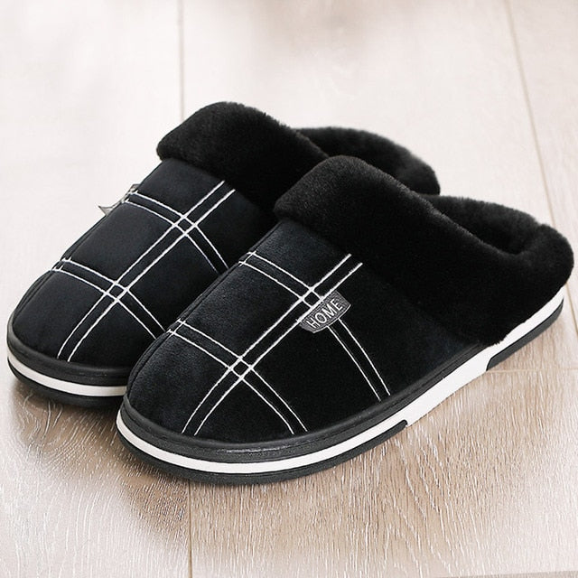 Suede Gingham Plush Slippers - Executive-Skincare