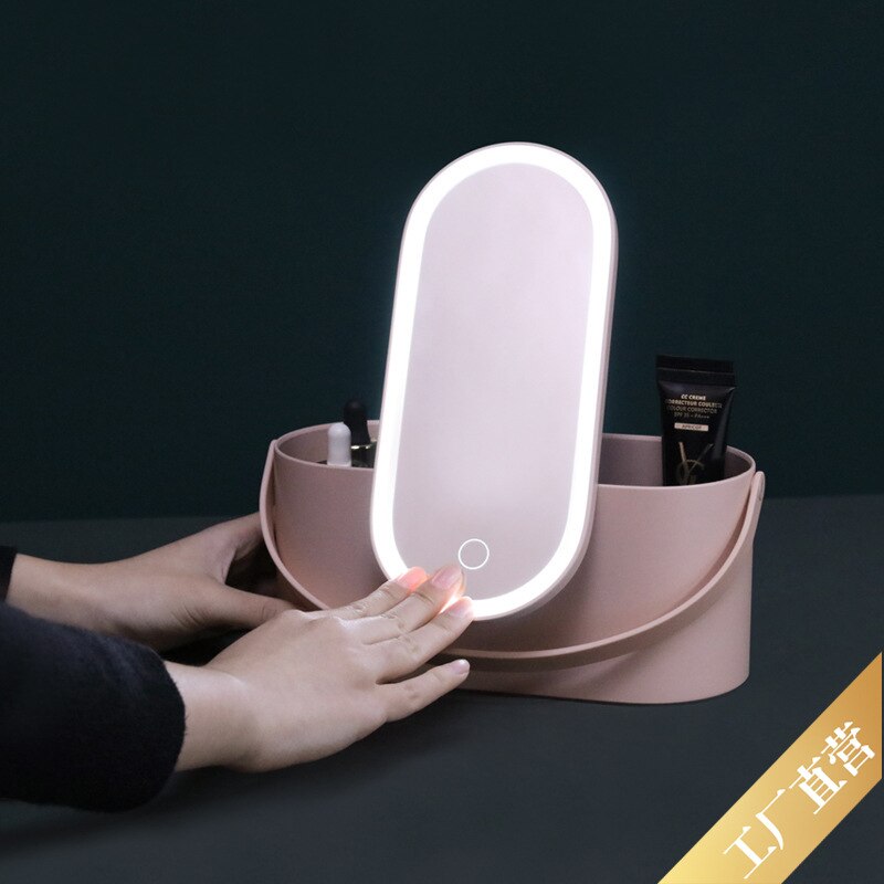 Portable Make-up Box with Make-up Mirror, Desk Lamp, Travel Make-up Storage, Dresser, Lipstick, Skin Care Product Storage Box B6 - Executive-Skincare