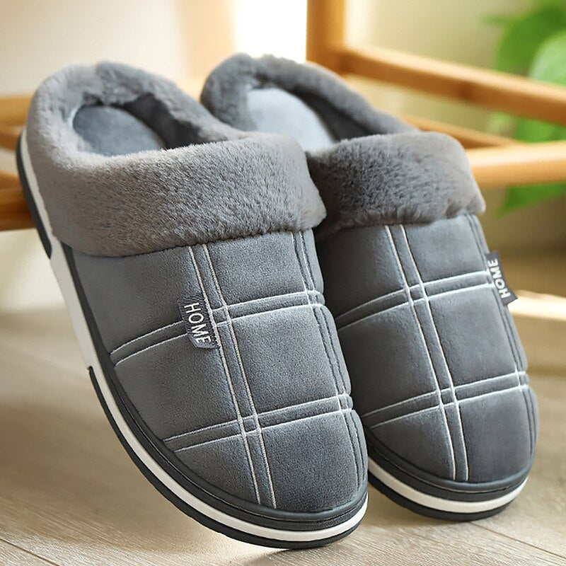 Suede Gingham Plush Slippers - Executive-Skincare