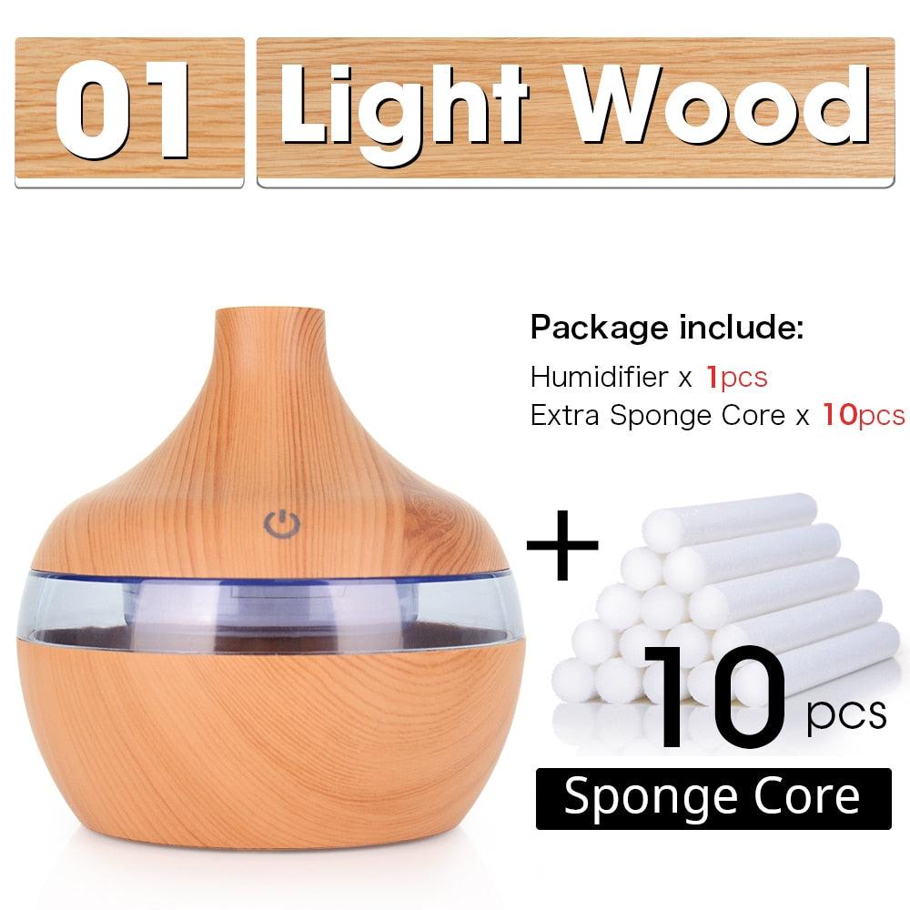 300ML USB Air Humidifier Electric Aroma Diffuser Mist Wood Grain Oil Aromatherapy Mini Have 7 LED Light For Car Home Office - Image #6