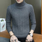 Slim Solid Color Turtleneck Sweater Mens Winter Long Sleeve Warm Knit Sweater Classic Solid Casual Bottoming Shirt