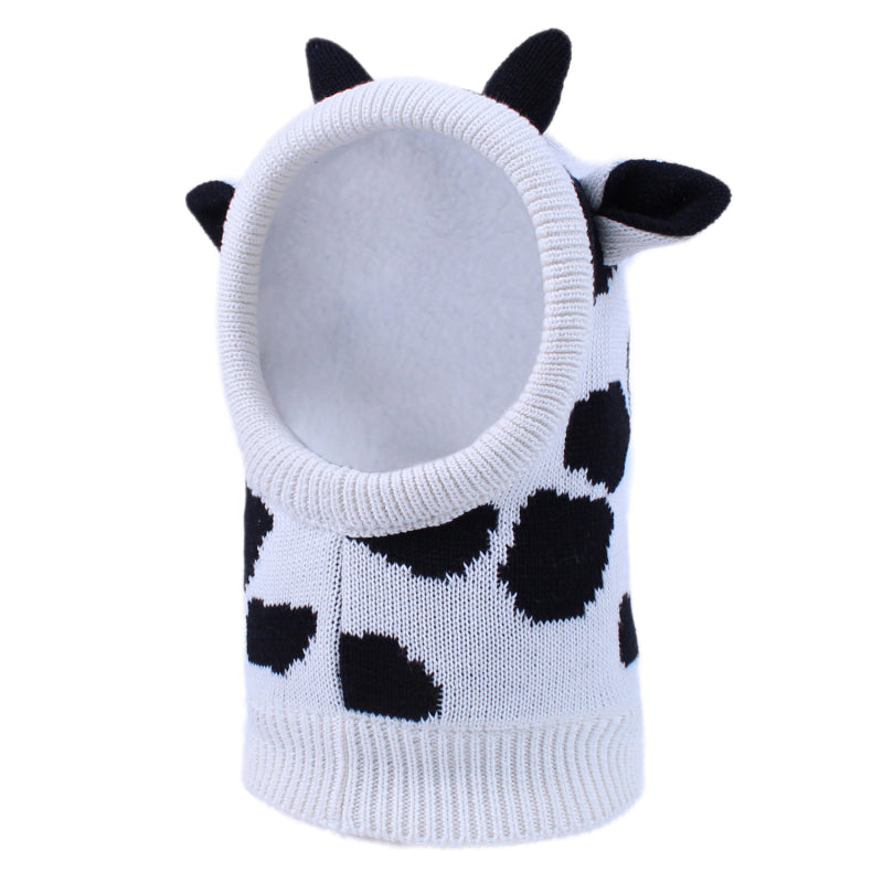 Children'S Bib All-In-One Cartoon Animal Baby Plus Velvet Knitted Hat - Executive-Skincare