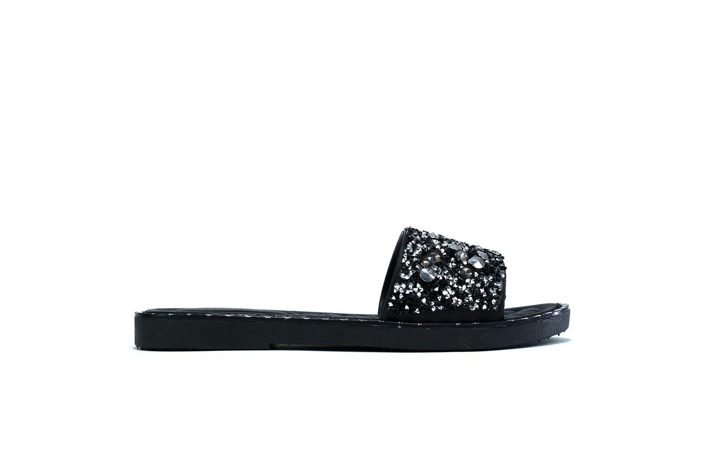 Women's Single Platform Glitter Sliders Black - Executive-Skincare