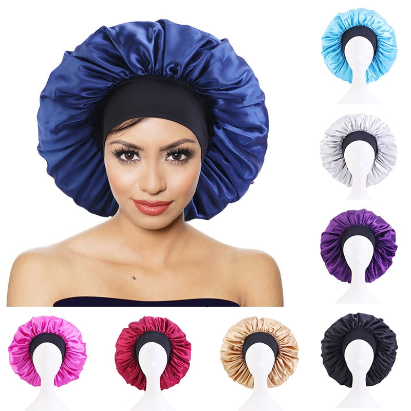 Women Satin Round Cap Sleep Hat Hair Protection Care - Executive-Skincare