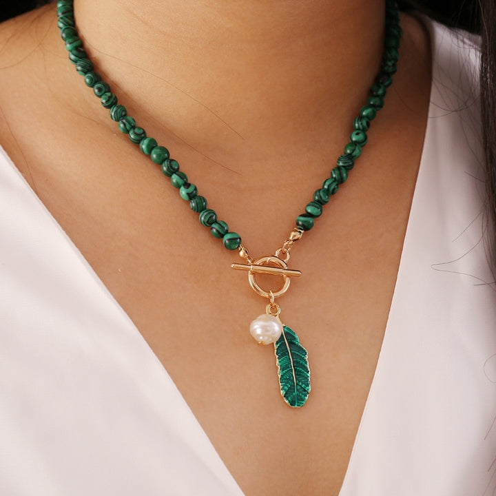 Spirit of Nature Malachite Pearl Necklace and Bracelet - Executive-Skincare