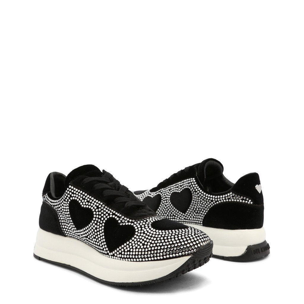 Black Rhinestone Heart Sneakers - Executive-Skincare