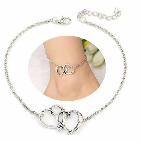 Women's Double Heart Arrow Shape Ankle Bracelet - Executive-Skincare