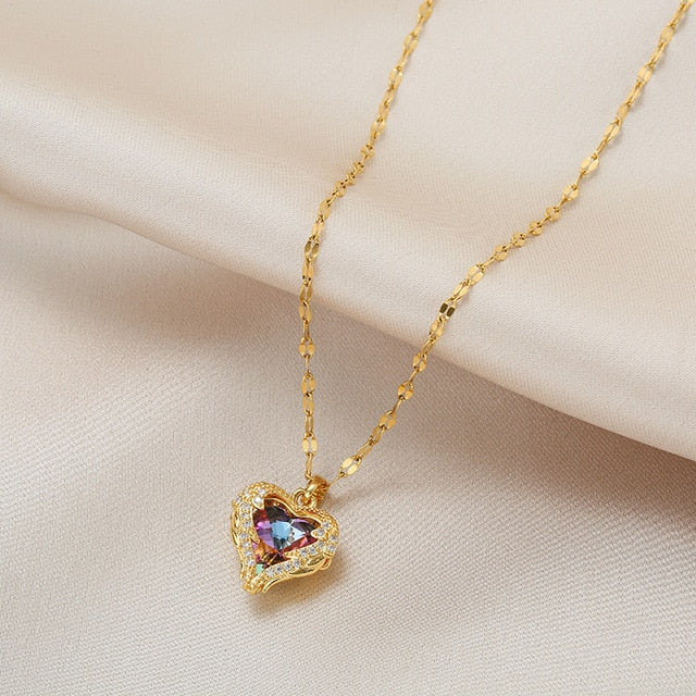 Ocean Heart Crystal Necklace - Executive-Skincare