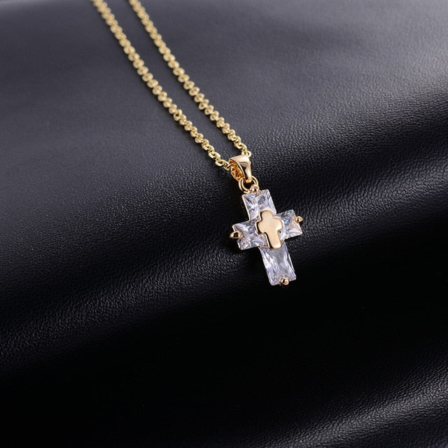 Transparent Cross Necklace and Earrings - Executive-Skincare