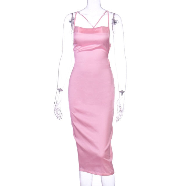 Neon Satin Lace Up Dress - Executive-Skincare