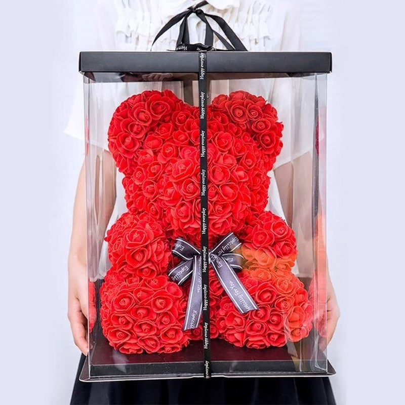 25/38Cm Teddy Bear Rose Flower Gifts for Women Valentine\'S Day Gift Plush Bear Rabbit Artificial Valentine\'S Flowers with Box