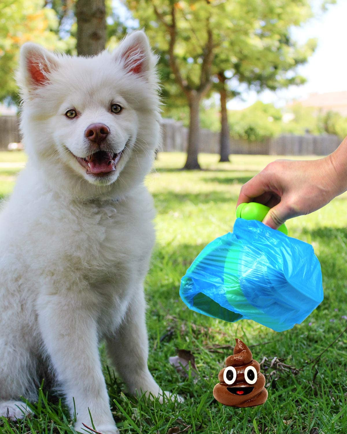 Portable Dog Poop Scooper, Dog Waste Pick Up, Dog Waste Cleaner with Bag Dispenser, Dog Leash Clip and 2 Rolls of Waste Bags Included