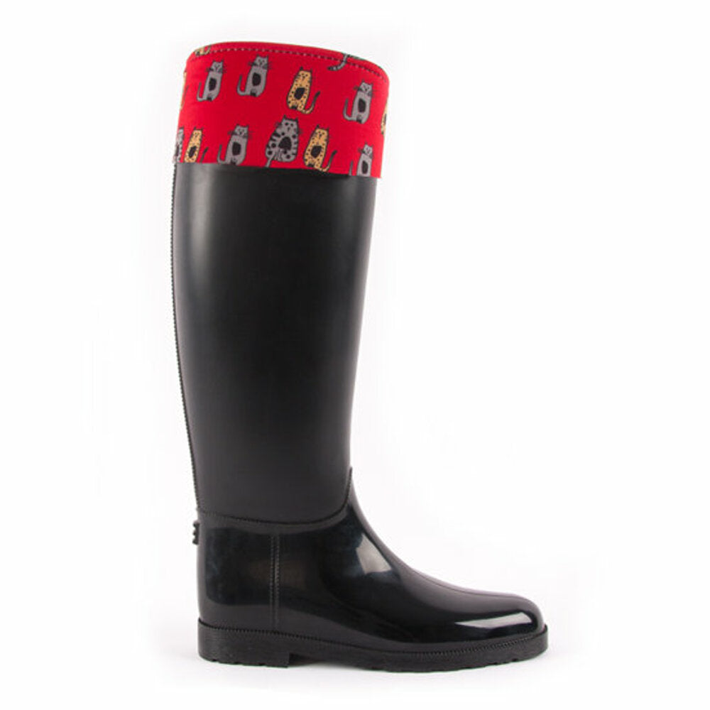 Biggdesign Rain Boots for Women, Cat Line Design, Phthalate-free Black - Executive-Skincare