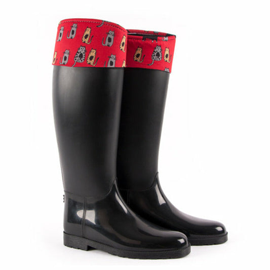 Biggdesign Rain Boots for Women, Cat Line Design, Phthalate-free Black - Executive-Skincare