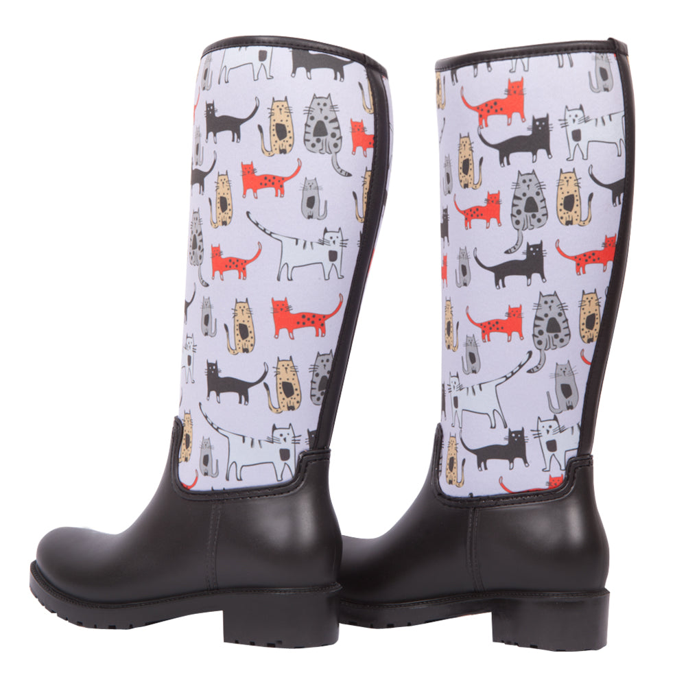 BiggDesign Cats Boots, Rain boot, 40 Size, Black Boots, Custom Design - Executive-Skincare