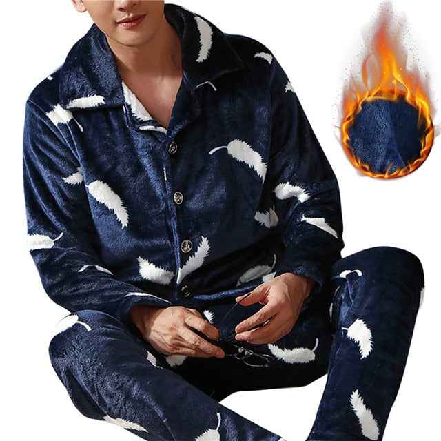 Mens Coral Fleece Sleepwear Pajamas - Executive-Skincare