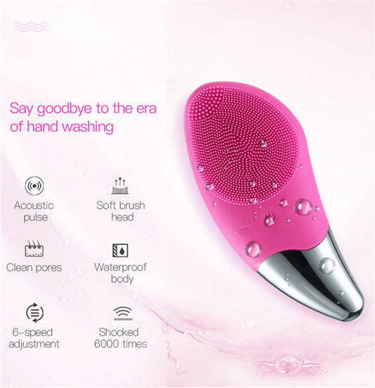 Mini Electric Facial Cleansing Brush Ultrasonic Silicone Face Cleaner Deep Pore Cleaning Skin Massager Face Cleaner Brush Device - Executive-Skincare