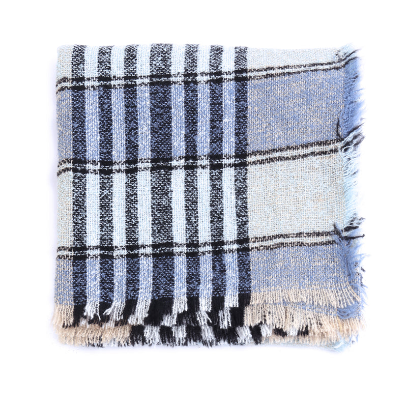 Ladies Circle Gauze Plaid Bristle Square Scarf - Executive-Skincare