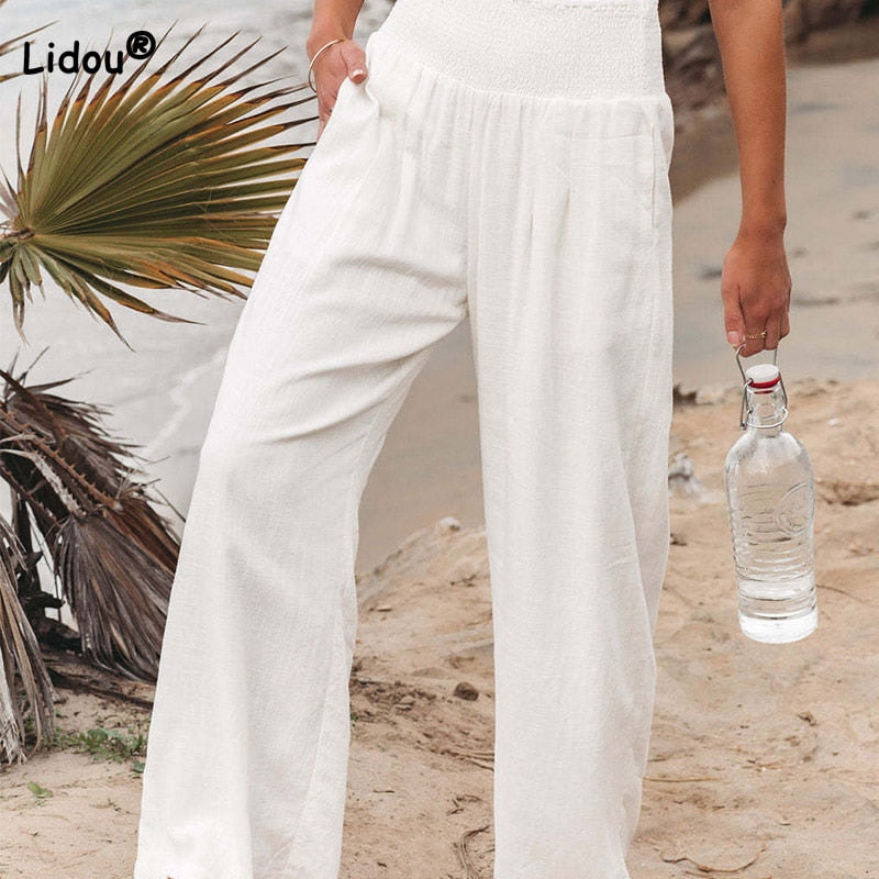 Désir Linen Trousers - Pantalona Model with Pockets and Elastane Coz - Executive-Skincare