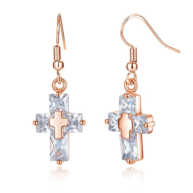 Transparent Cross Necklace and Earrings - Executive-Skincare