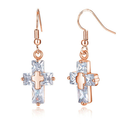 Transparent Cross Necklace and Earrings - Executive-Skincare