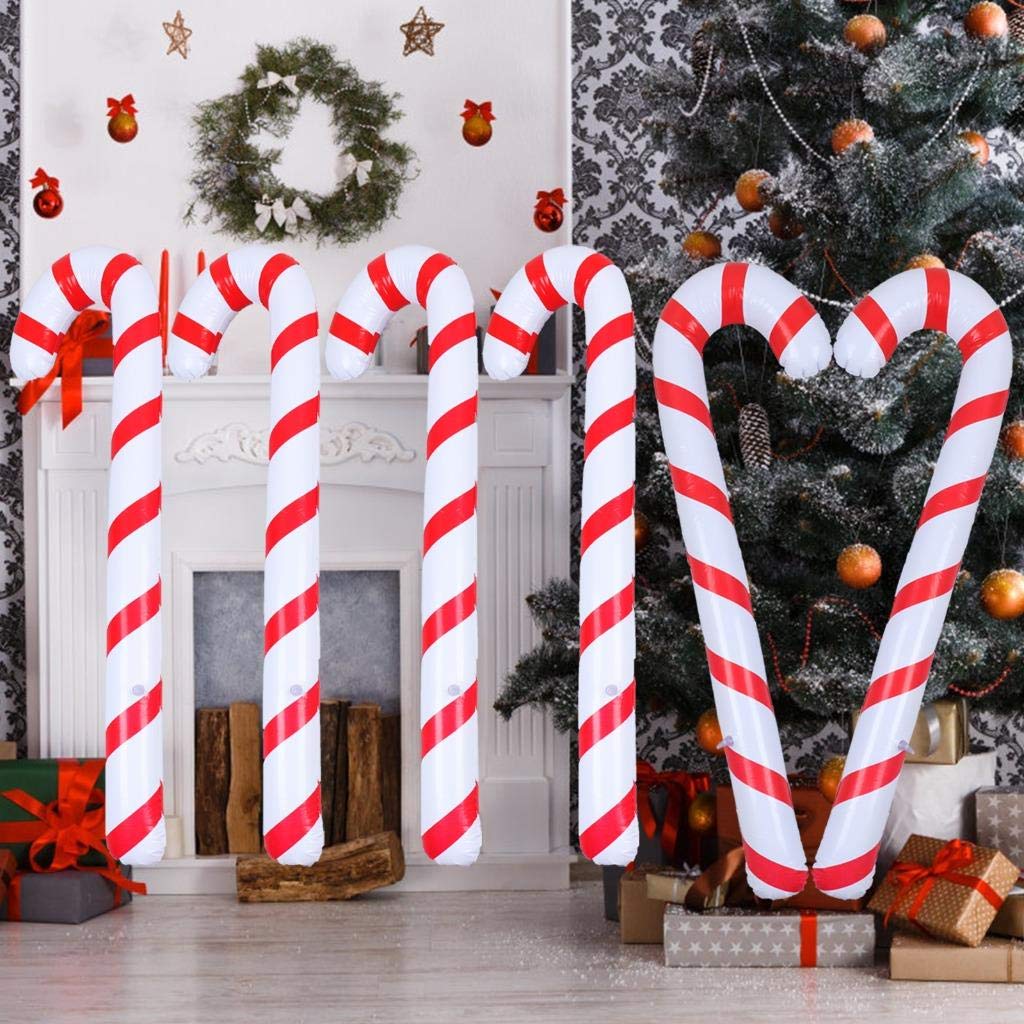 90cm Inflatable Christmas Candy Cane Stick Balloons Outdoor Candy - Executive-Skincare