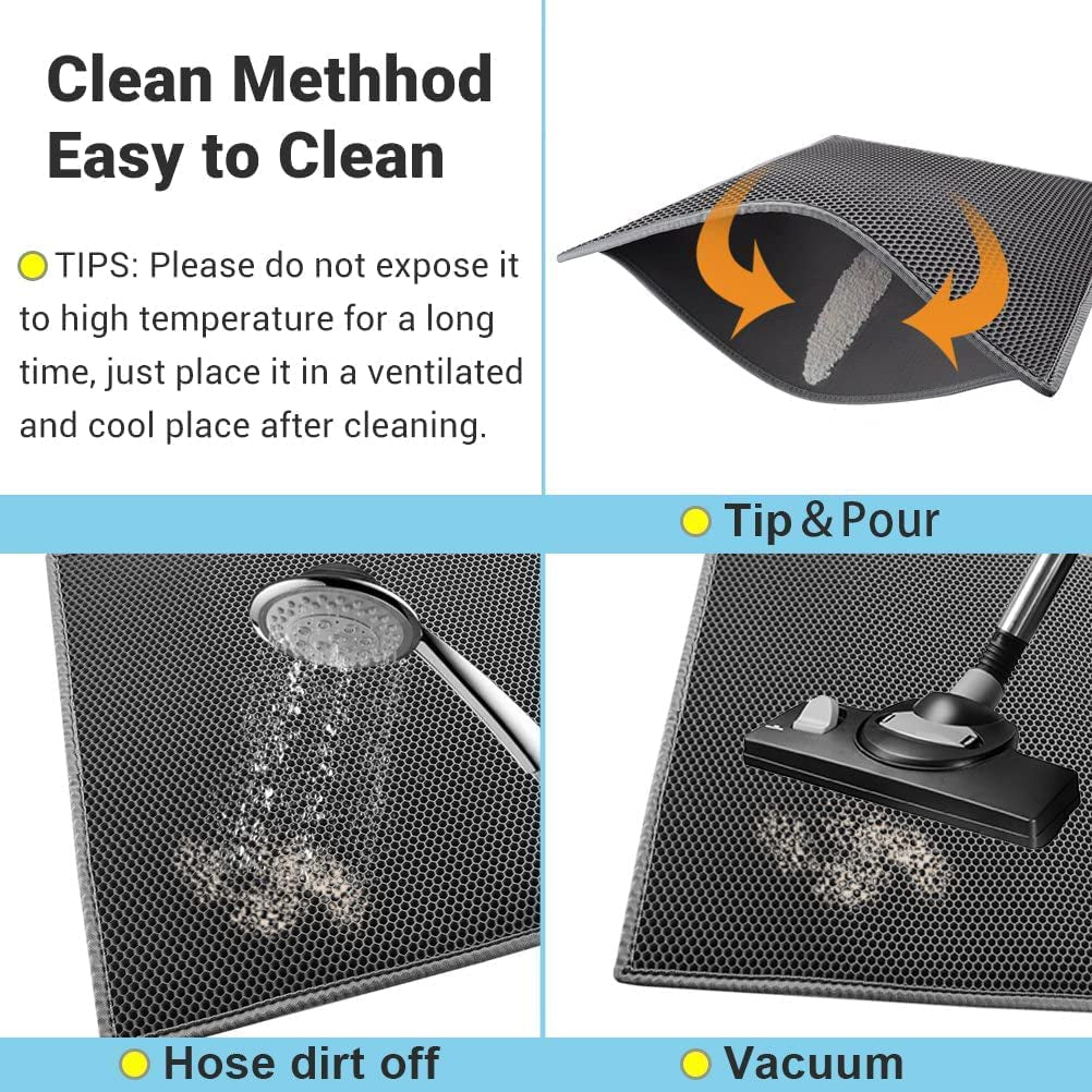 "Ultimate Cat Litter Mat - Double Layer, Waterproof & Urine Proof - Traps Messes Efficiently! (24"X15", Stylish Gray)"