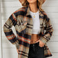 Plaid Pocketed Button Down Shacket - Executive-Skincare