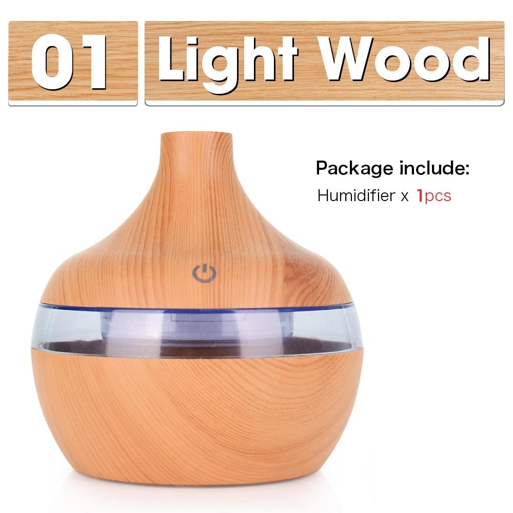 300ML USB Air Humidifier Electric Aroma Diffuser Mist Wood Grain Oil Aromatherapy Mini Have 7 LED Light For Car Home Office - Image #9