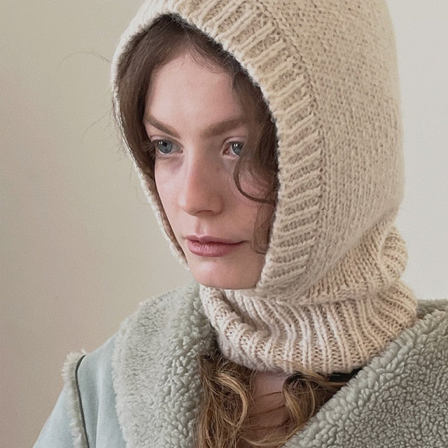 Women's Knitted Balaclava Collar Bonnet - Executive-Skincare