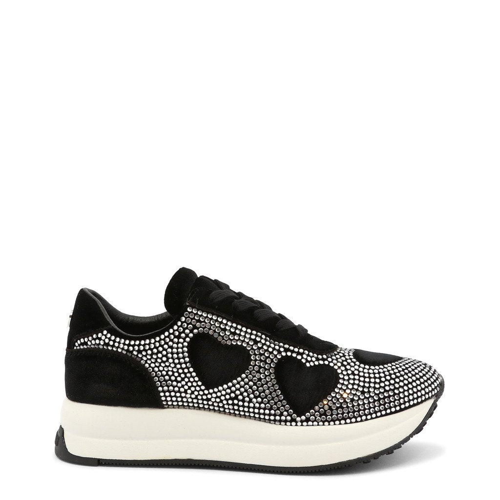 Black Rhinestone Heart Sneakers - Executive-Skincare