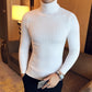 Slim Solid Color Turtleneck Sweater Mens Winter Long Sleeve Warm Knit Sweater Classic Solid Casual Bottoming Shirt