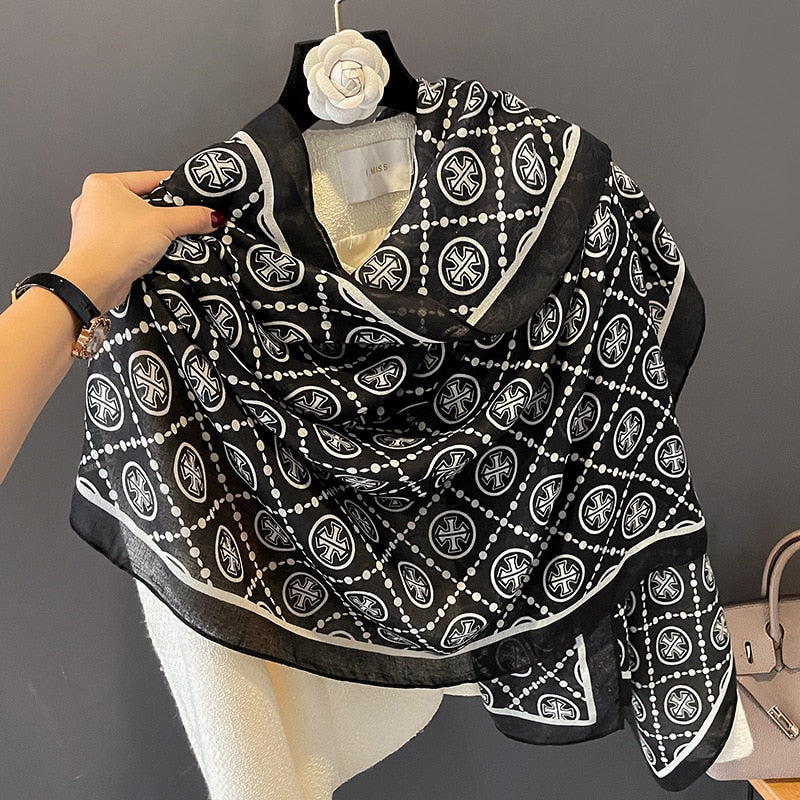 2022 New Women Cotton Scarf Winter Warm Neck Shawls and Wraps Blanket Scarfs Hijabs Headband Pashmina Female Store Foulard - Executive-Skincare