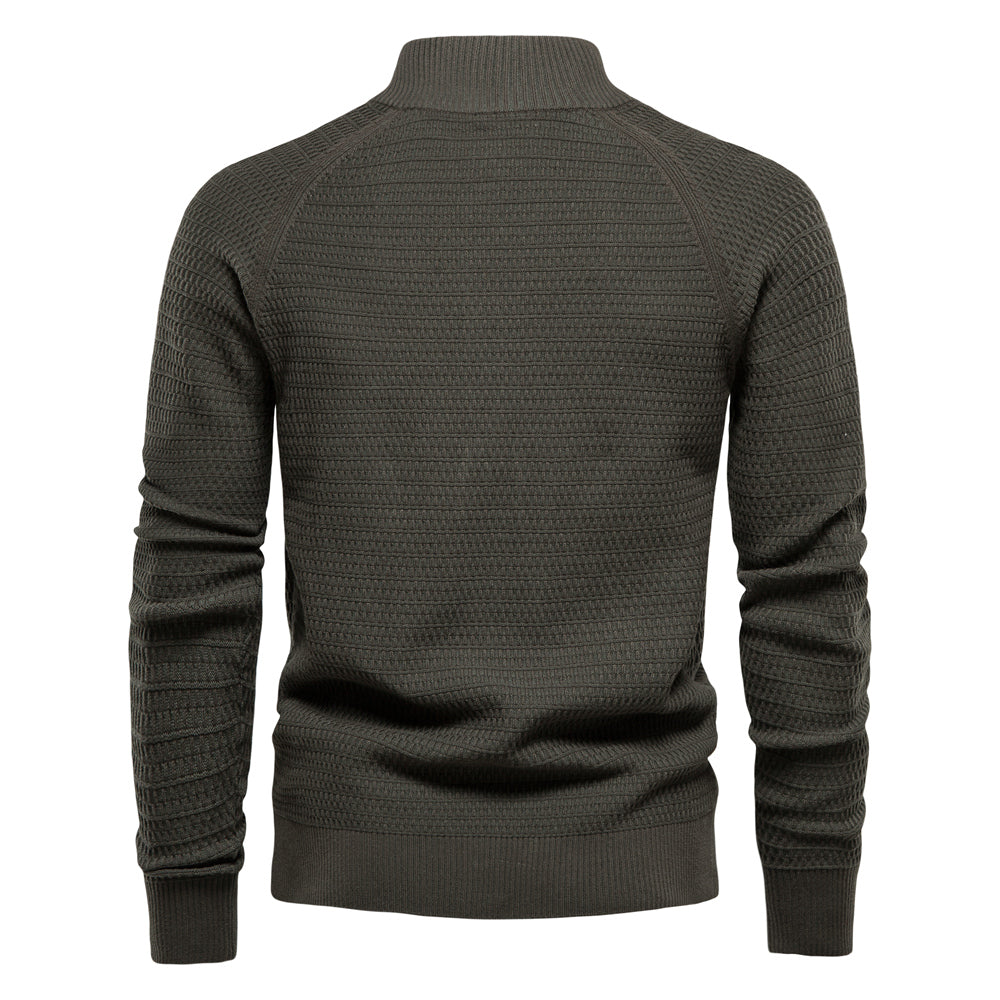 Aiopeson Knitted Mens Cardigan Cotton High Quality Button Mock Neck - Executive-Skincare