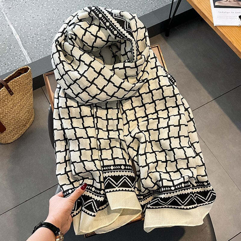 2022 New Women Cotton Scarf Winter Warm Neck Shawls and Wraps Blanket Scarfs Hijabs Headband Pashmina Female Store Foulard - Executive-Skincare