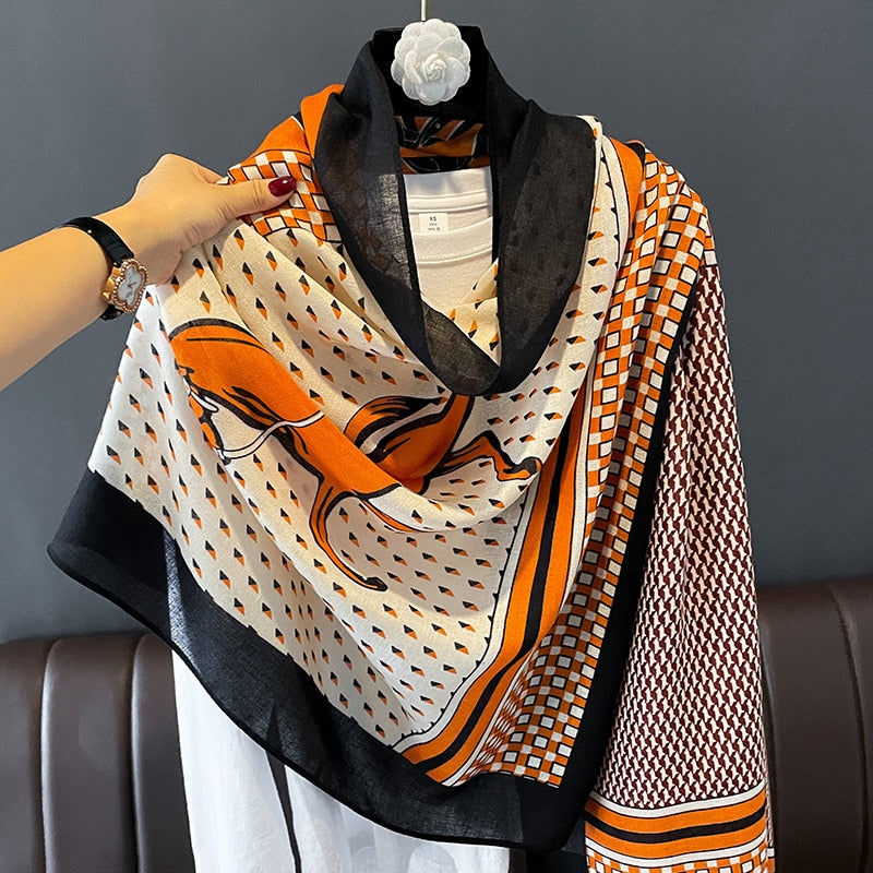 2022 New Women Cotton Scarf Winter Warm Neck Shawls and Wraps Blanket Scarfs Hijabs Headband Pashmina Female Store Foulard - Executive-Skincare