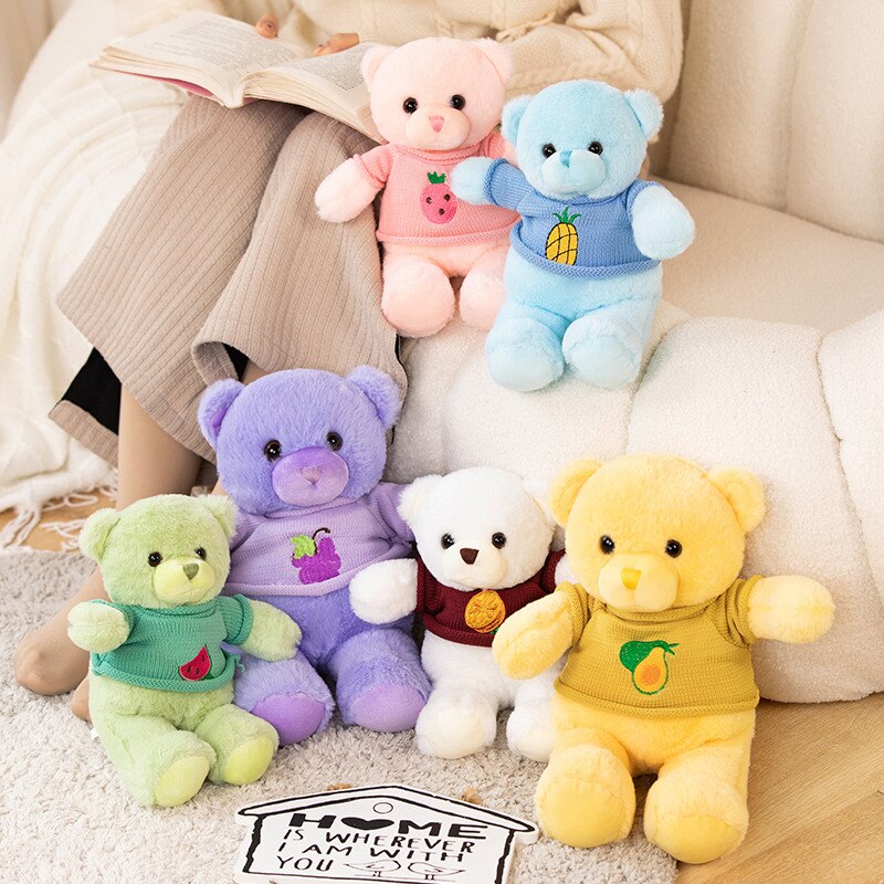 Lovely Coloured Fruits Bear Plush Toys Stuffed Teddy Bear Soft Animal Pillow Wedding Gifts Baby Dolls Birthday Gift Child Kids - Executive-Skincare