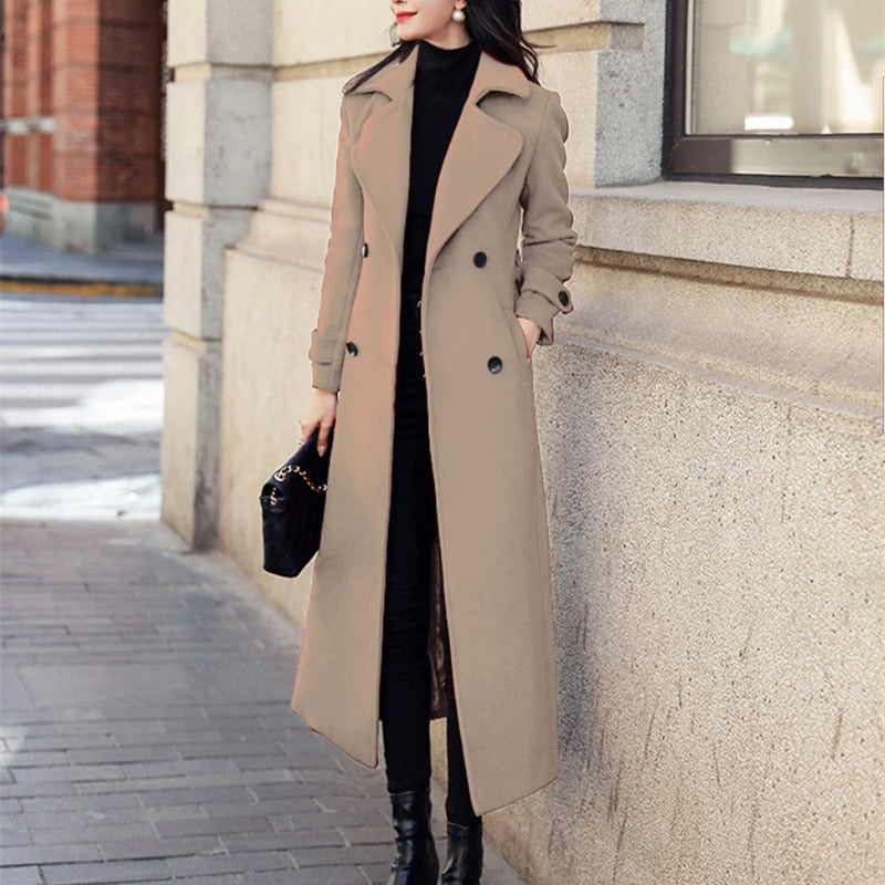 Autumn Winter 2022 New Women Fashion Coat Warm Pure Color Long Jacket - Executive-Skincare