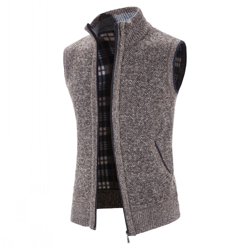 Autumn Winter Sweater Vest Men Thick Warm Sleeveless Cardigan Coat - Executive-Skincare