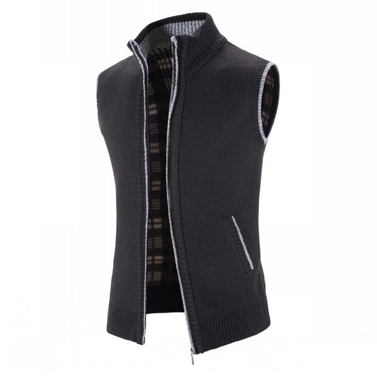 Autumn Winter Sweater Vest Men Thick Warm Sleeveless Cardigan Coat - Executive-Skincare