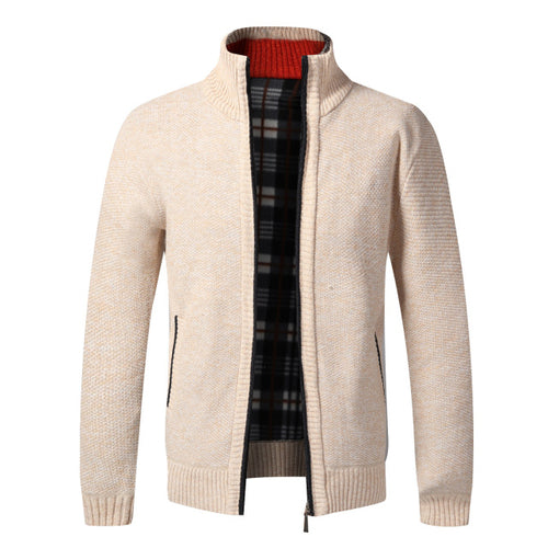 Autumn Winter Warm Cardigan Men Fleece Zipper Sweaters Jackets Mens - Executive-Skincare