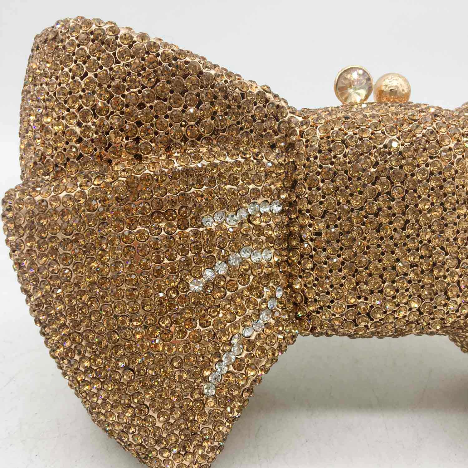 Boutique De Fgg Novelty Women Bow Clutch Crystal Evening Bags Hard - Executive-Skincare