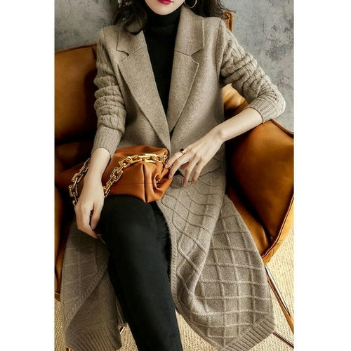 Cashmere Cardigan Female Hemp Add Thick Long Sweater Autumn Winter New - Executive-Skincare