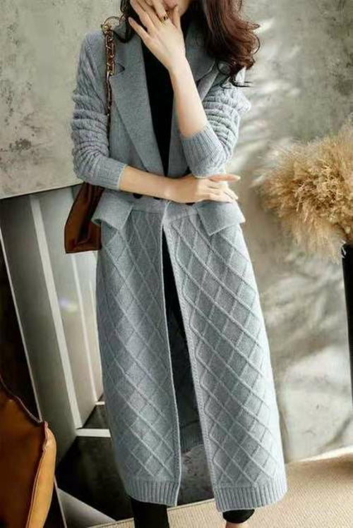 Cashmere Cardigan Female Hemp Add Thick Long Sweater Autumn Winter New - Executive-Skincare